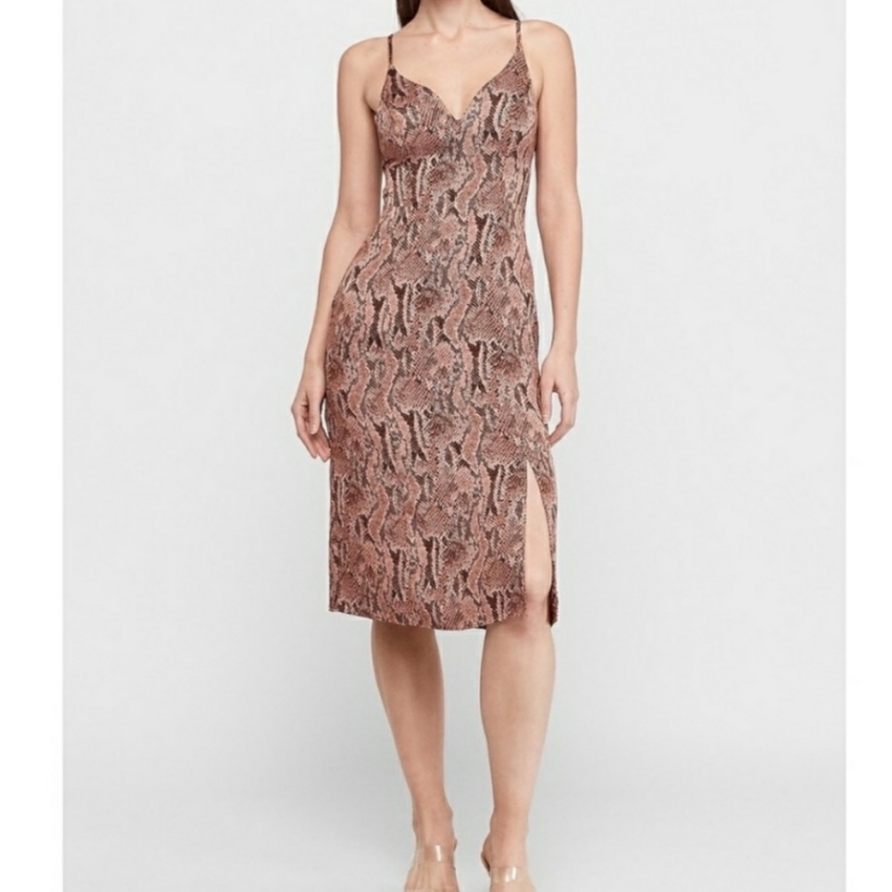 Brand New Snakeskin Print V-Neck Slip Dress - Small / Medium- NWT - Never Worn